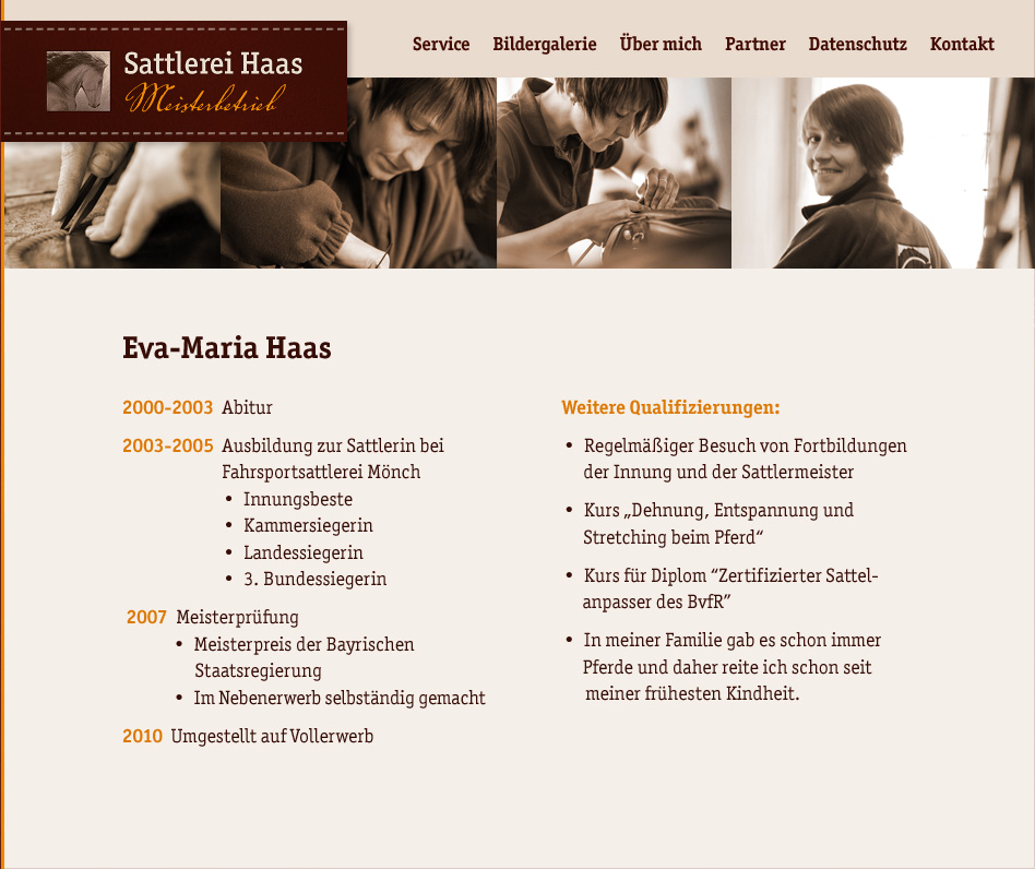 Sattlerein Eva-Maria Haas, Fahrsportsattlerei Landessieger, Bundessieger, Innungsbeste, Kammersieger, Meisterprüfung Sattlerhandwerk, Meisterpreis der Bayrischen Staatsregierung, Sattlermeister, Pferd, Sättel, Sattelanpasser